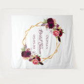 Tenture Douche nuptiale fleurie or géométrique nom bordeau (Devant (Horizontal))
