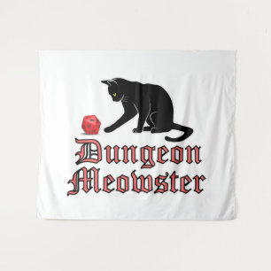 Tenture Doungeon Meowster Drôle RPG Chat avec dés