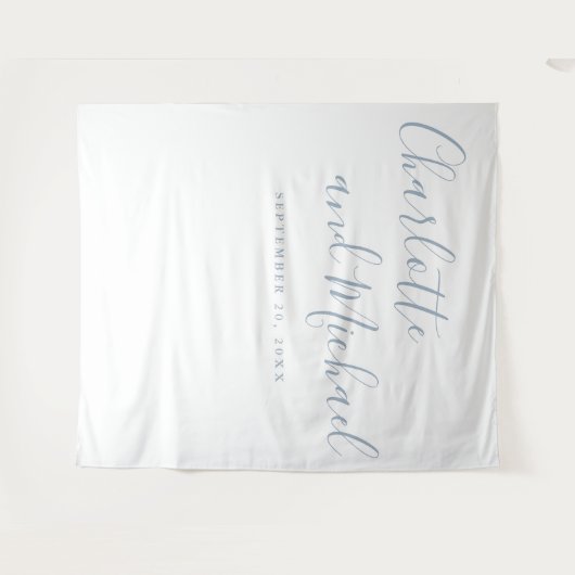 Tenture Douteuse Bleu Script Mariage Photo Booth fond (Devant (Horizontal))