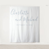 Tenture Douteuse Bleu Script Mariage Photo Booth fond (Devant)