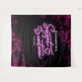 Tenture Doux 16 Anniversaires rose chaud Neon fond (Devant (Horizontal))