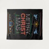 Tenture Doux de Noël doux et joyeux religieux coloré (Devant (Horizontal))