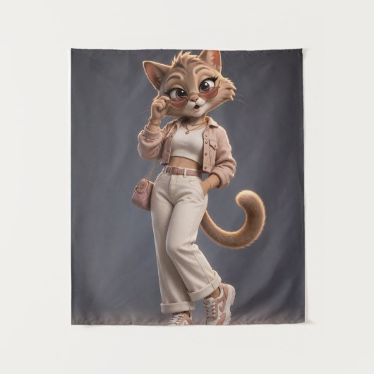 Tenture Doux Plaid en Molleton Chat Animé 3D pour Enfants (Devant)