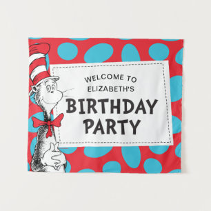 Tenture Dr. Seuss   Fête d'anniversaire du Chat dans le Ch
