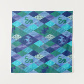 Tenture Dragon à écussons en bleu et vert (Devant (Horizontal))