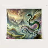 Tenture Dragon Céleste Majestueux Sur Les Montagnes D'Imag (Devant (Horizontal))