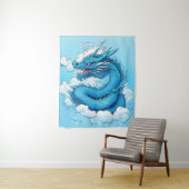Tenture Dragon chinois dans les nuages (En situation)