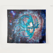 Tenture Dragon Cosmique Turquoise (Devant (Horizontal))