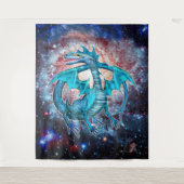 Tenture Dragon Cosmique Turquoise (Devant)