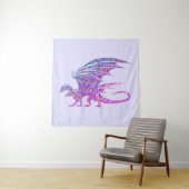 Tenture Dragon de mosaïque Extraordinaire violet (En situation)