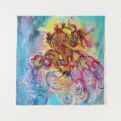 Tenture DRAGON DES MERS ET VAGUES BLEUES Fantaisie (Devant (Horizontal))