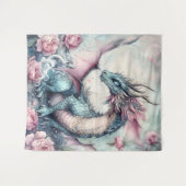 Tenture Dragon Enchanté Avec Des Roses (Devant (Horizontal))