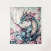 Tenture Dragon Enchanté Avec Des Roses (Devant)