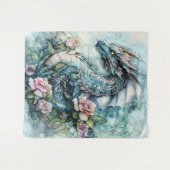 Tenture Dragon Enchanté Parmi les Roses (Devant (Horizontal))