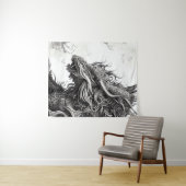 Tenture Dragon Legend Wild Nature Illustration Line Epic (En situation (horizontale))