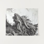 Tenture Dragon Legend Wild Nature Illustration Line Epic (Devant (Horizontal))