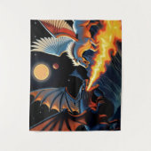 Tenture Dragon qui souffle du feu et Pégase (Devant)