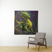 Tenture Dragon vert et jaune (En situation)