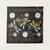 Tenture Dragonflies de Steampunk sur arrière - plan rayé b (Devant (Horizontal))