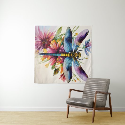Tenture Dragonfly Floral Multicolor Art (En situation (horizontale))