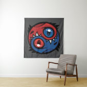 Tenture Dragons Yin Yang Rouge et Bleu (En situation)