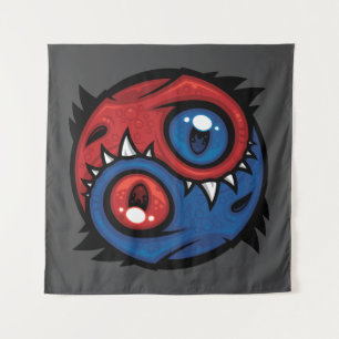 Tenture Dragons Yin Yang Rouge et Bleu