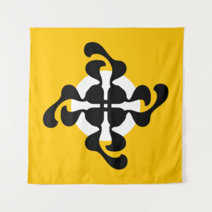 Tenture Dramatique double Q miroir Moderne jaune noir