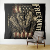 Tenture Drapeau américain Cowboy T-Rex vintage (En situation (horizontale))