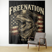 Tenture Drapeau américain Cowboy T-Rex vintage (En situation)