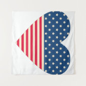 Tenture Drapeau américain de conception cardiaque fond (Devant (Horizontal))