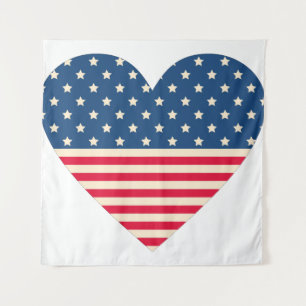 Tenture Drapeau américain de conception cardiaque fond