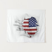 Tenture Drapeau américain déchiré, déchiré et déchiré (Devant (Horizontal))