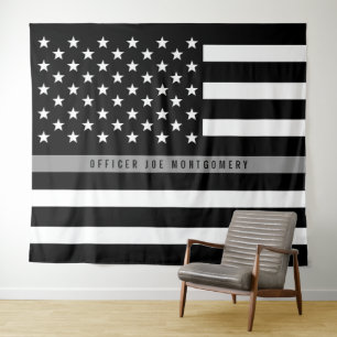 Tenture Drapeau américain en monogramme Thin Gray Line