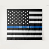 Tenture Drapeau américain Police Thin Blue Line monogramme (Devant (Horizontal))
