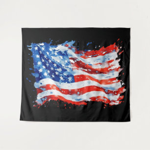 Tenture Drapeau américain USA Aquarelle 4 juillet