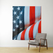 Tenture Drapeau américain USA rouge blanc et bleu (En situation)