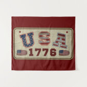 Tenture Drapeau américain Vintage 1776 (Devant (Horizontal))