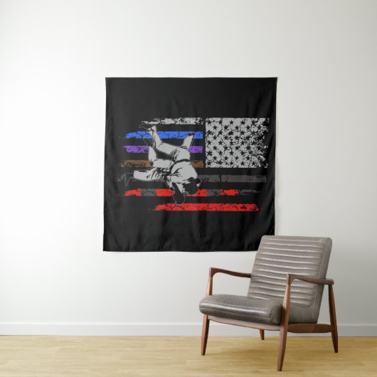 Tenture Drapeau brésilien Jiu Jitsu Classement Étoiles et (En situation (horizontale))