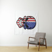 Tenture Drapeau crâne souriant américain (En situation (horizontale))