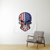 Tenture Drapeau crâne souriant américain (En situation)