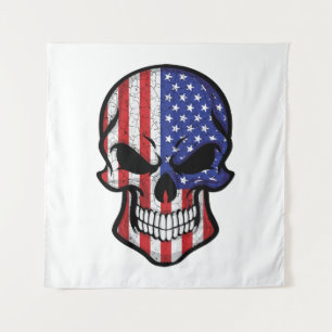 Tenture Drapeau crâne souriant américain
