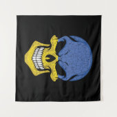 Tenture Drapeau crâne souriant de l'Ukraine (Devant (Horizontal))