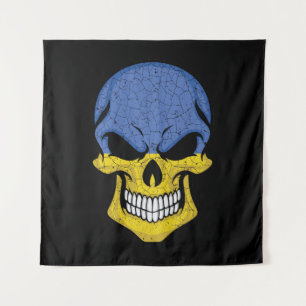 Tenture Drapeau crâne souriant de l'Ukraine