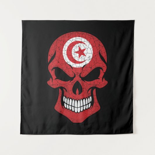 Tenture Drapeau crâne souriant de Tunisie (Devant)
