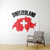 Tenture Drapeau de carte Suisse (En situation (horizontale))
