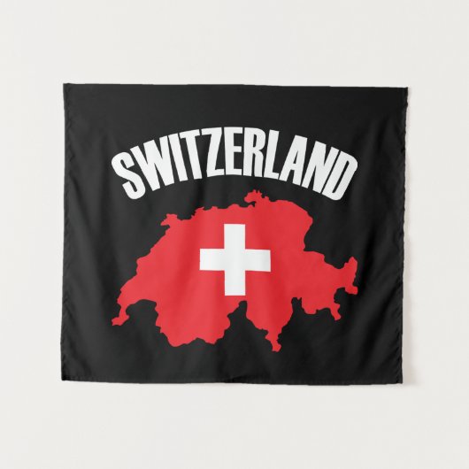 Tenture Drapeau de carte Suisse (Devant (Horizontal))
