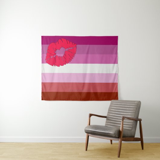 Tenture Drapeau de fierté lesbienne au rouge à lèvres Slip (En situation (horizontale))