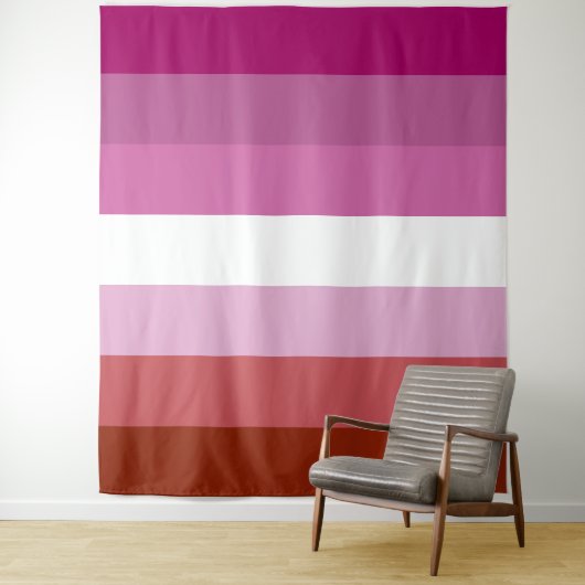 Tenture Drapeau de fierté lesbienne vertical (En situation)