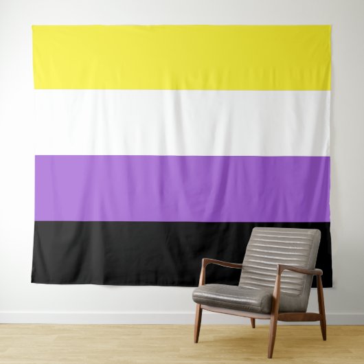 Tenture Drapeau de fierté non binaire horizontal (En situation (horizontale))