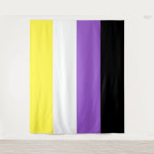 Tenture Drapeau de fierté non binaire horizontal (Devant)